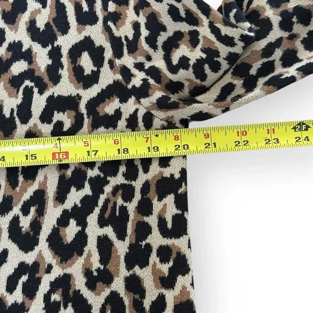 J Crew Leopard Print Cardigan M Long Open Front Cotton Mob Wife Animal print